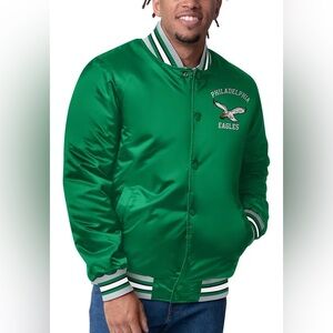 NWT $130 Men’s NFL Philadelphia Eagles Kelly Green Satin Bomber Jacket Size M